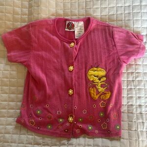 Y2K Warner Bros. Pink Tweety Button Down Shirt